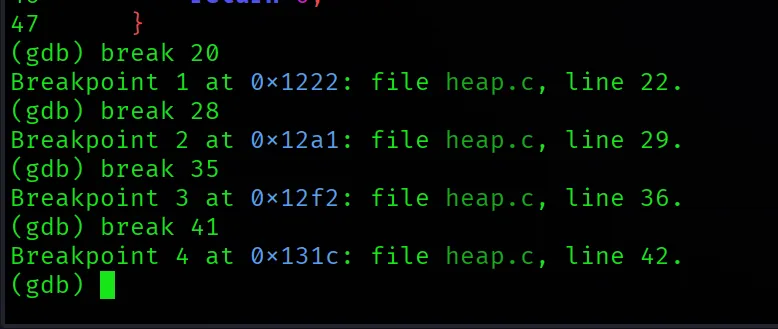 gdb break