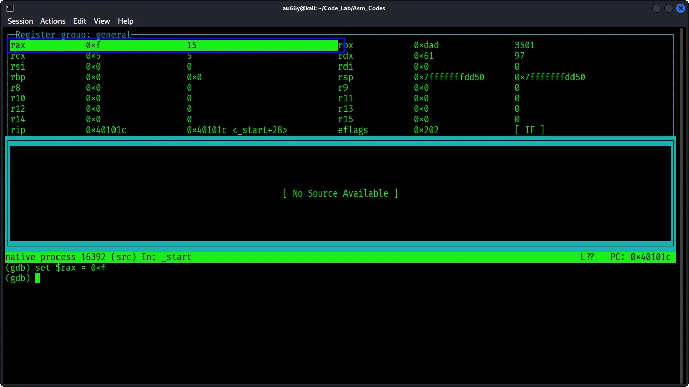 Setting rax