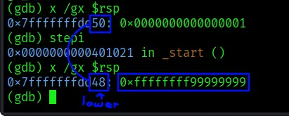 Filling the stack and lower address