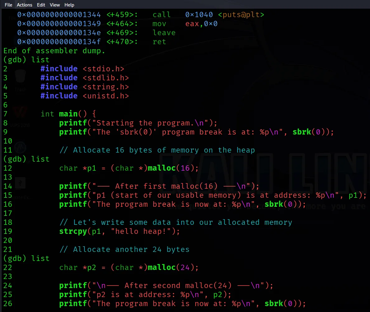 gdb list