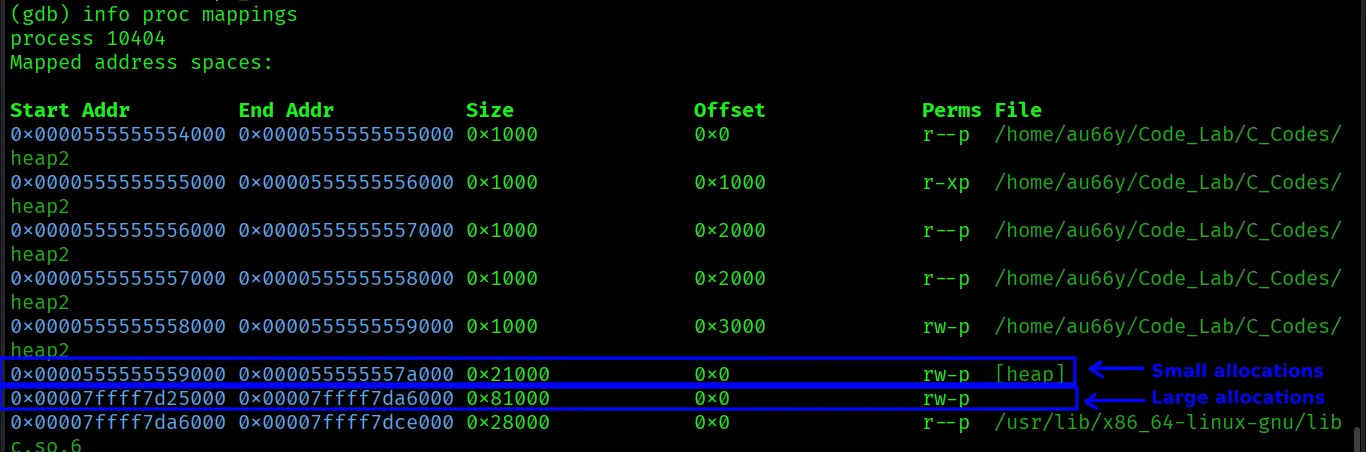 Heap 2 small and large alloc