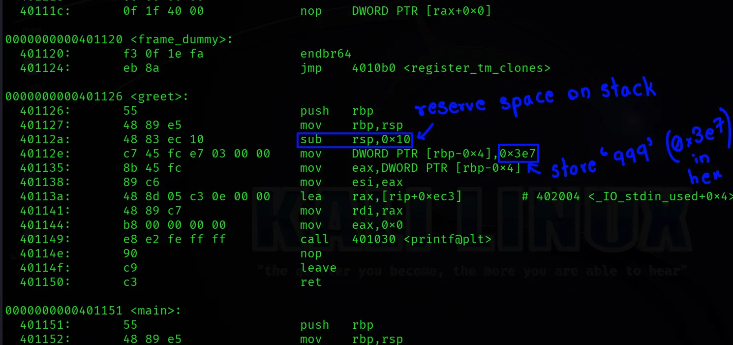 Objdump Stack